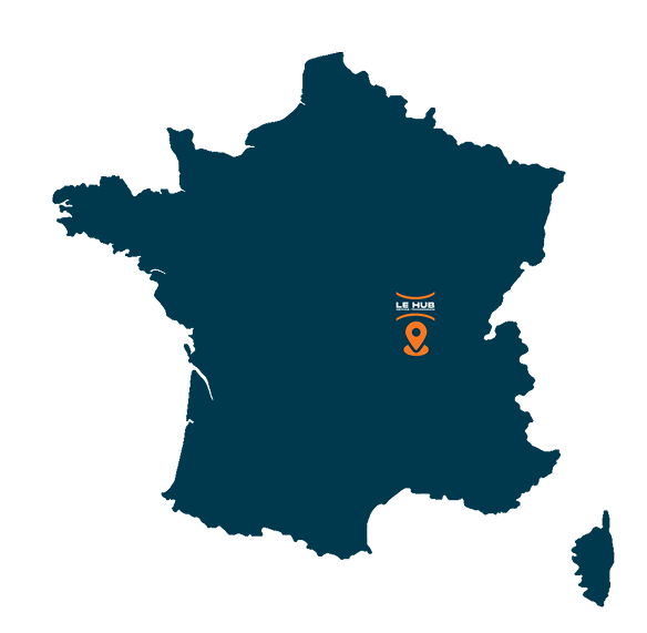 Localisation du Hub Reprise-Transmission sur la carte de France